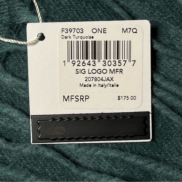 COACH Signature Logo C Scarf Muffler Wool Silk Angora Blend Turquoise F39703 NEW - Picture 7 of 7